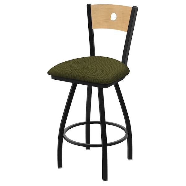 36" Swivel Counter Stool, Nickel Finish, Nat Back, Graph Parrot Seat